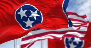 the Tennessee flag blowing in the wind
